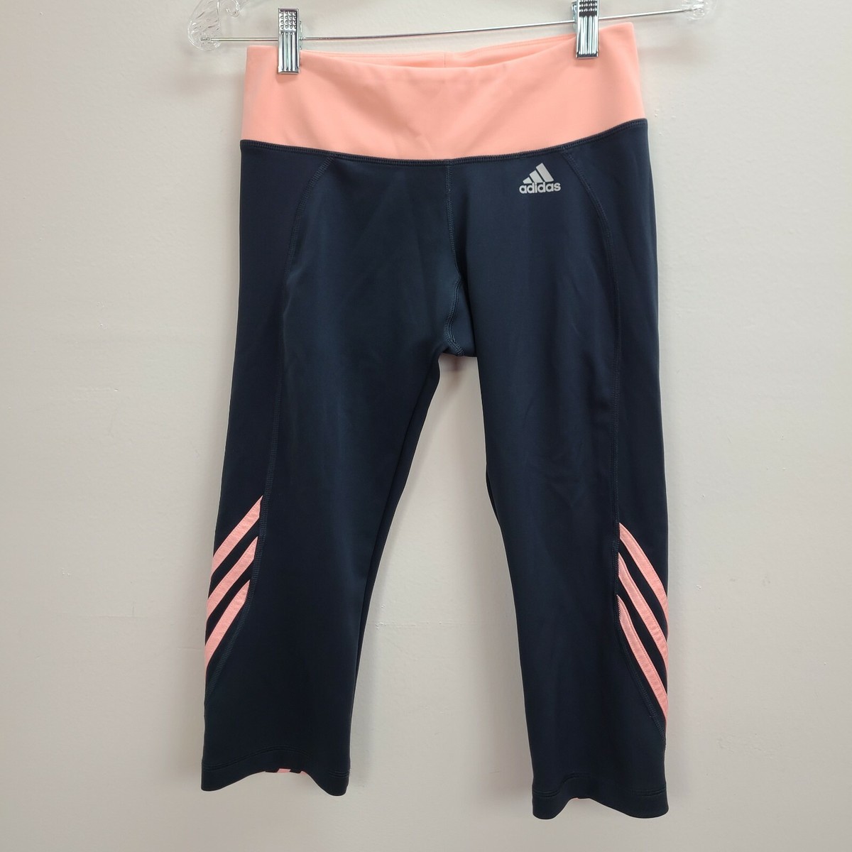 Adidas Climalite Cropped Leggings Medium Blue Peach Pull On Active Wear  Stretch | eBay