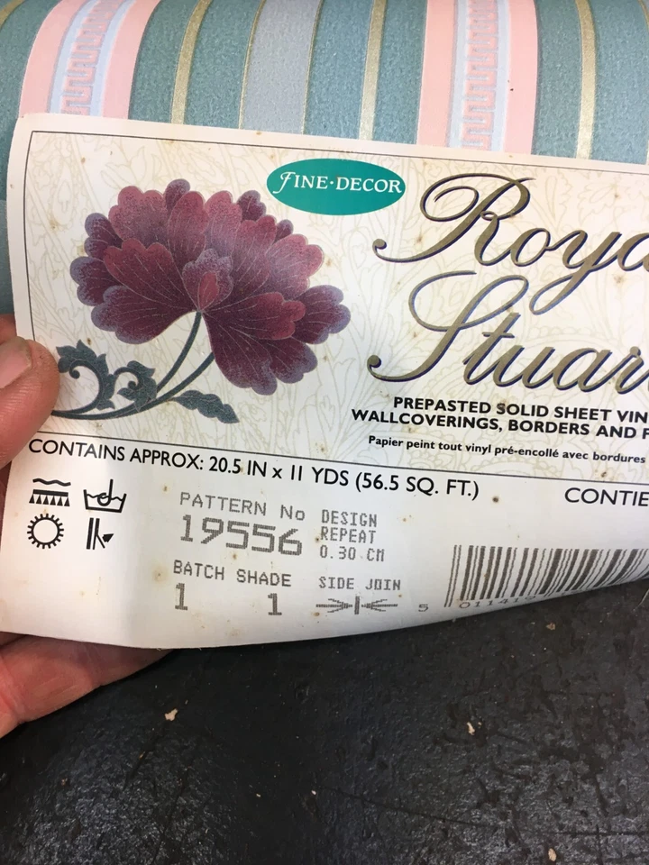 Vintage ROLL  1960s/1970s WALL Paper Pink  Teal Green  33ft  x 20in - Image 4 of 4