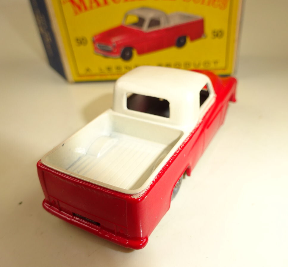 Matchbox No. 50A Commer Pick-up red & cream silver wheels near