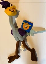 Vintage 1990s Looney Tunes Roadrunner Stuffy Stuffed Plush Toy Warner Bros.