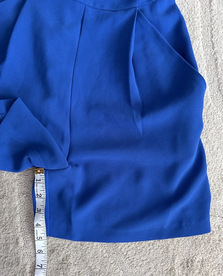 French Connection Womens Royal Blue Ruffle Short Romper Pockets Summer Party 2 - Image 4 of 4