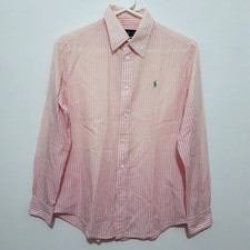 Ralph Lauren Dress Shirt Mens Pink Fade Stripes Long Sleeve Relaxed Fit Size M