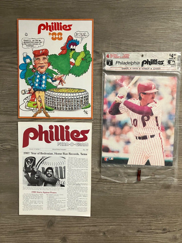 1987/88/89 MLB Phila Phillies Phan-O-Gram/Ticket Brochure/Photos Mike Schmidt