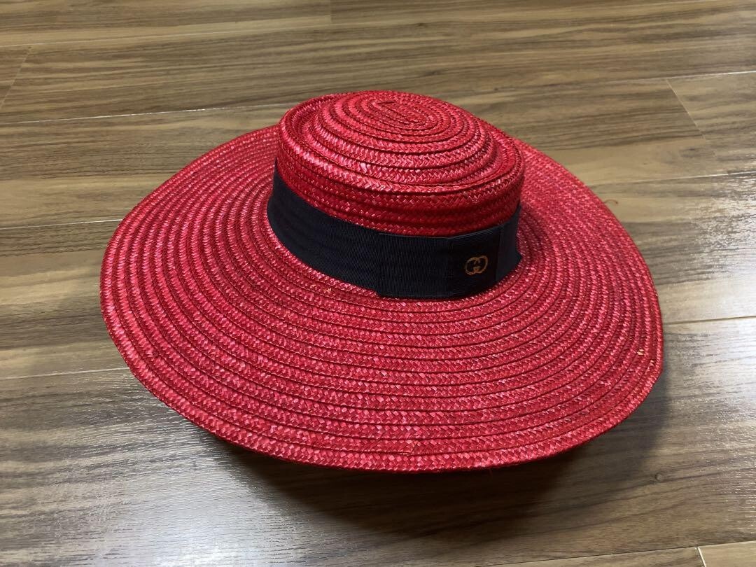 Extremely rare GUCCI straw hat boater hat from japan free  display picture 1