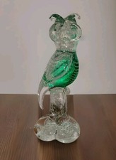 Vintage Murano Glass Owl Perched Controlled Bubbles 12" Tall Large Italian