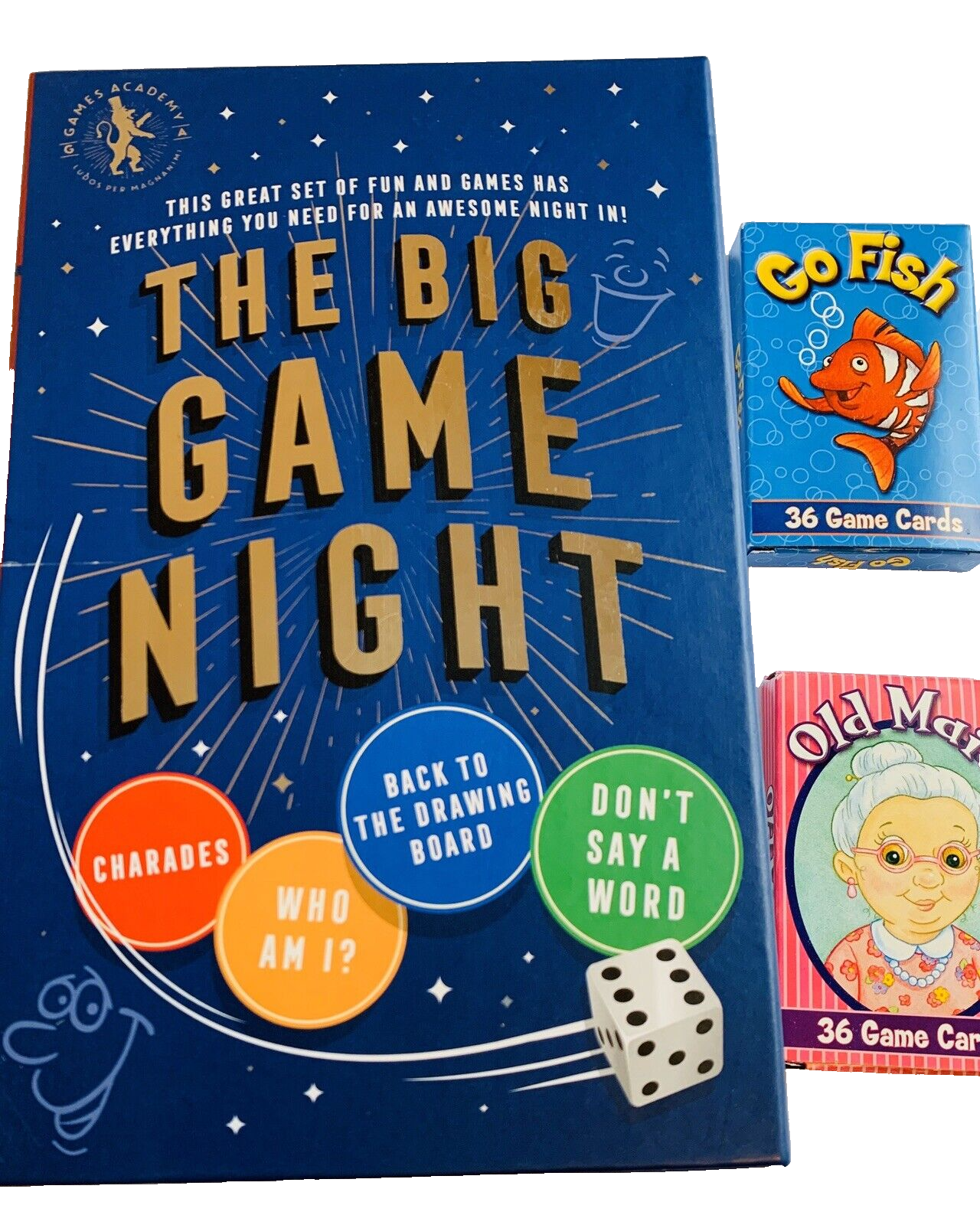 Game Night Box set not opened, Charades, Who Am I, Don’t Say A Word, etc, +cards