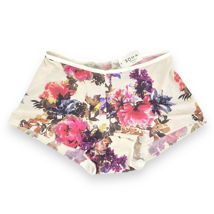 Soma Vanishing Edge Micro Boy Short Grandiose Blooms M Ivory Size L
