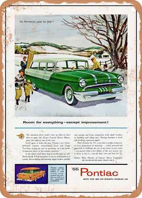METAL SIGN - 1955 Pontiac Chieftain 870 Four Door Station Wagon Vintage Ad