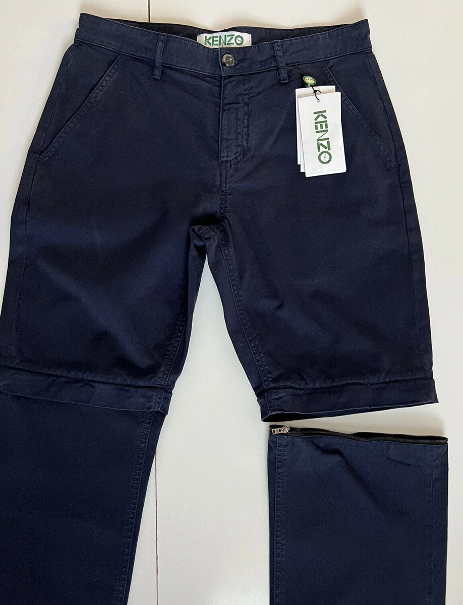 NWT 280 Kenzo Men s Midnight Blue Zip Off Casual Pants Size 28 US 44 Euro
