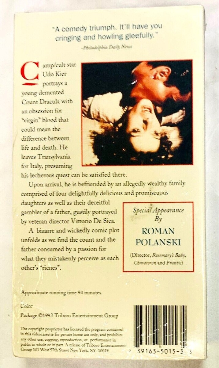 Dracula (VHS, 1992) Andy Warhol, Roman Polanski -Original Cult