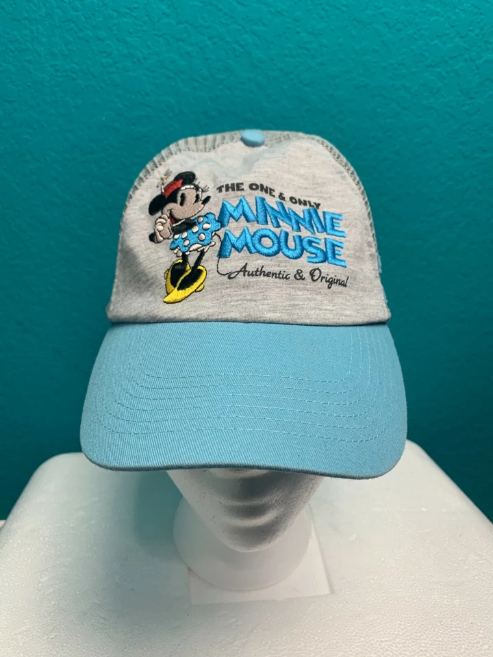  DISNEY PARKS The One and Only Minnie Mouse Gray Blue Trucker Bib Cap Hat  - Image 2 of 4