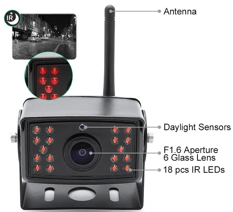 1080P Digital Wireless Reverse Camera 7" Quad Split Monitor for Truck Caravan RV - Image 3 of 4