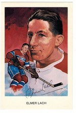Elmer Lach Autographed 1983 Cartophilium #I9 Hockey Hall of Fame Postcard