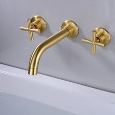 2 Handle Wall Mount Brass Waterfall Bathroom Faucet Bath Sink Faucet Mixer Tap