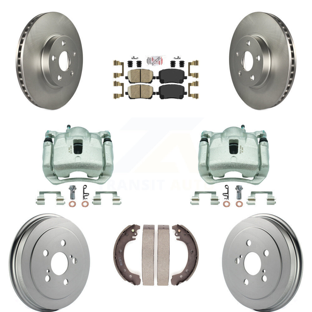Front and Rear Disc Brake Caliper Ceramic Pad Kit with Rotor and Drum for Toyota Corolla