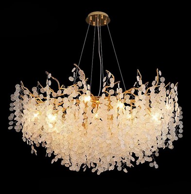 Runder 80 cm breiter Kristall Baum Ast Kronleuchter modern Blattgold - NEUESTES DESIGN