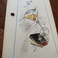 VTG ORIGINAL Dixon Art Rough Draft Youngstown Ohio Handpainted Tie Martini 1950s