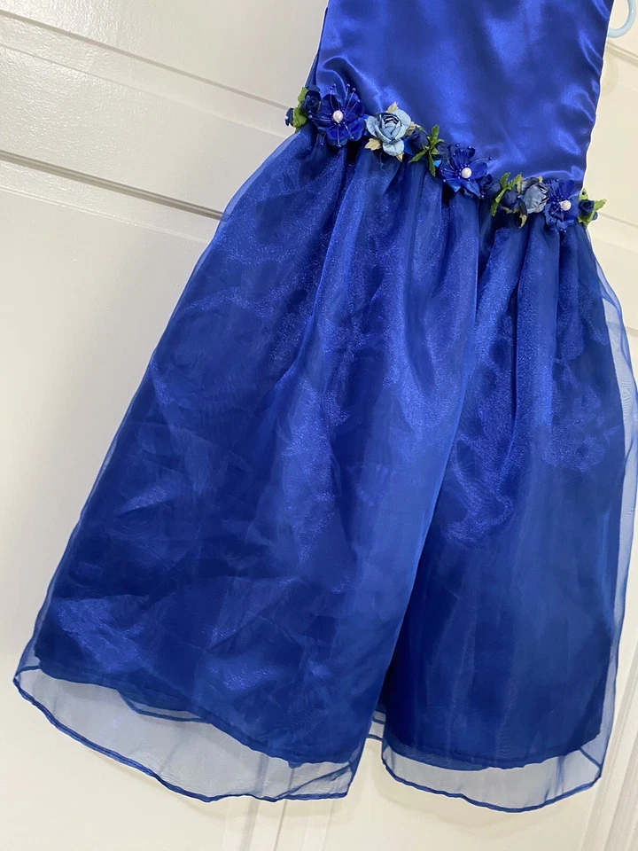 Vintage Blue Ball Gown Flower Girl Dress Weddings Toddler 4T Pageant Dress - Image 4 of 4