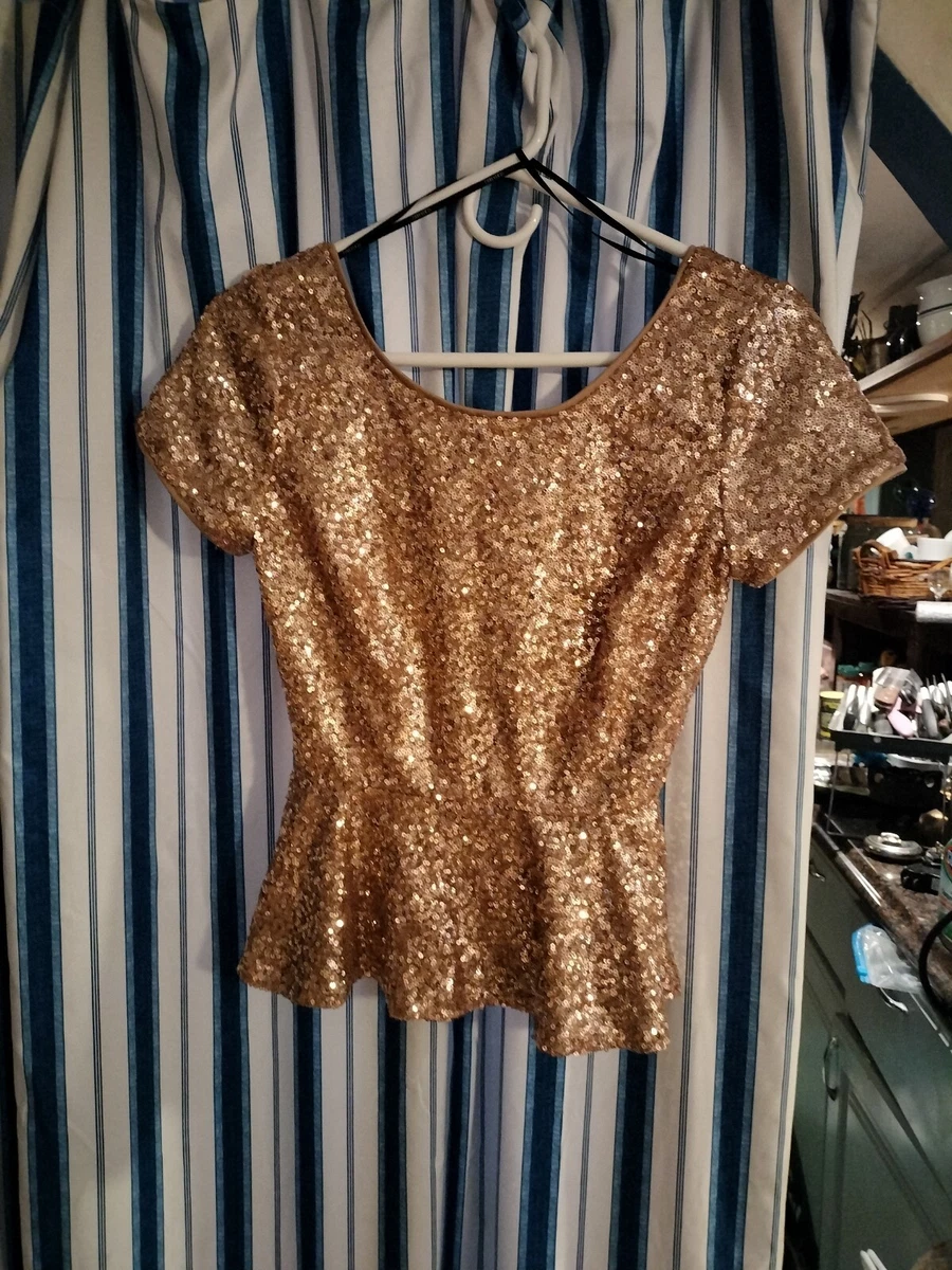 FOREVER 21 sequined top size S Holiday party top rose gold eBay