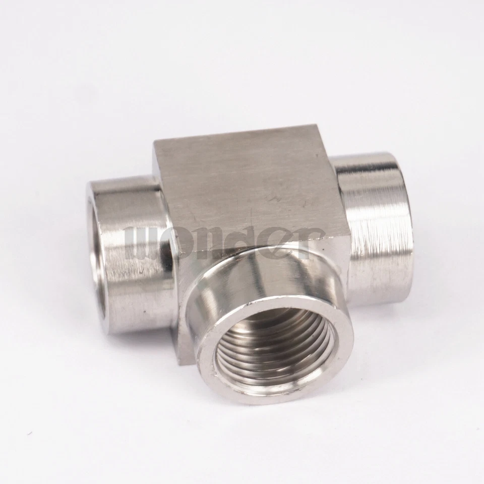 Camiseta Equal 3/8" BSP Mujer 3 Vías 304 Acero Inoxidable Instalación de Tubería Alta Presión Foto 2 de 2