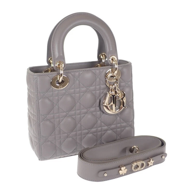 Sac à main Christian Dior Lady Dior Small My ABCDior peau d'agneau gris femme TGIS