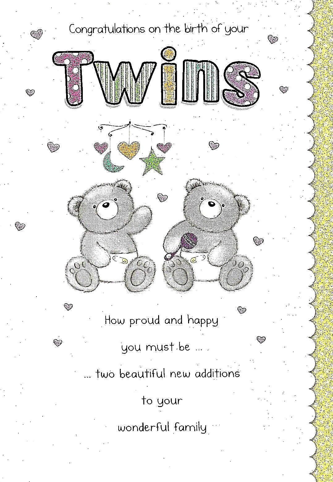 Congratulations On The Birth Of Your new Baby Twins card - Large 9""x6""  free p&p