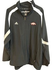 Adidas Team Performance AR Razorbacks Men s L Black w/White Stripes Jacket Used