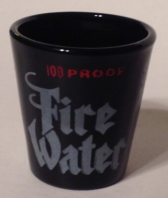 100 Proof Fire Water Shot Glass Black Etched
