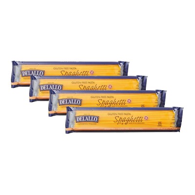 DeLallo Gluten Free Spaghetti Pasta, 12 oz. Bag, Non-GMO, Corn & Rice (4-Pack)