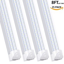 8ft LED Shop Lighting Fixture 120W Linkable Tube Lights T8 LED Bulb Garage Light