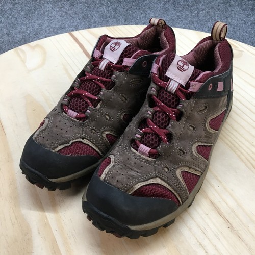 Timberland Shoes Youth 5 Hiking Sneakers Brown Leather Round Toe Lace Up Comfort - Picture 3 of 18