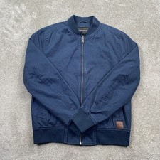 Lucky Brand Mens Bomber Jacket Navy Blue Cotton Zip Up Flight Jacket Small