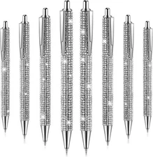 Jeyiour 8 Pcs Rhinestone Pen Bling Diamond Wedding Rhinestones Silver 