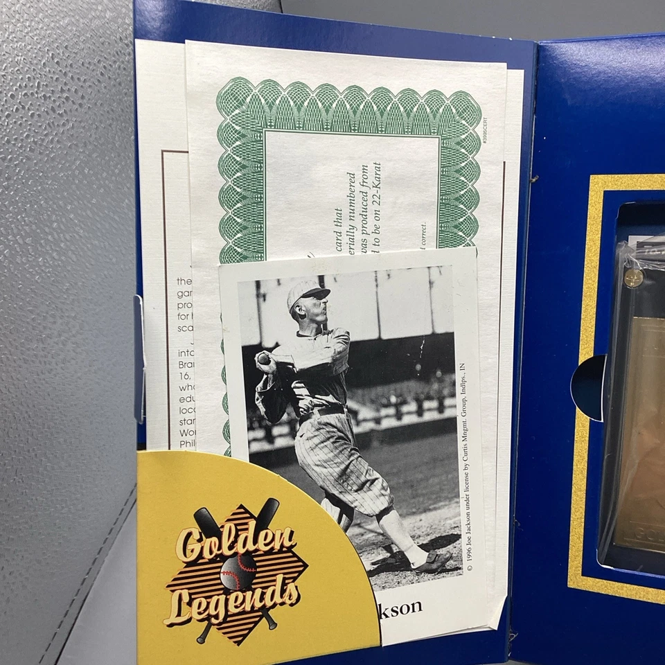 Tarjeta de Joe Jackson 1995 Golden Legends oro 22k en caja con certificado de autenticidad Foto 4 de 4