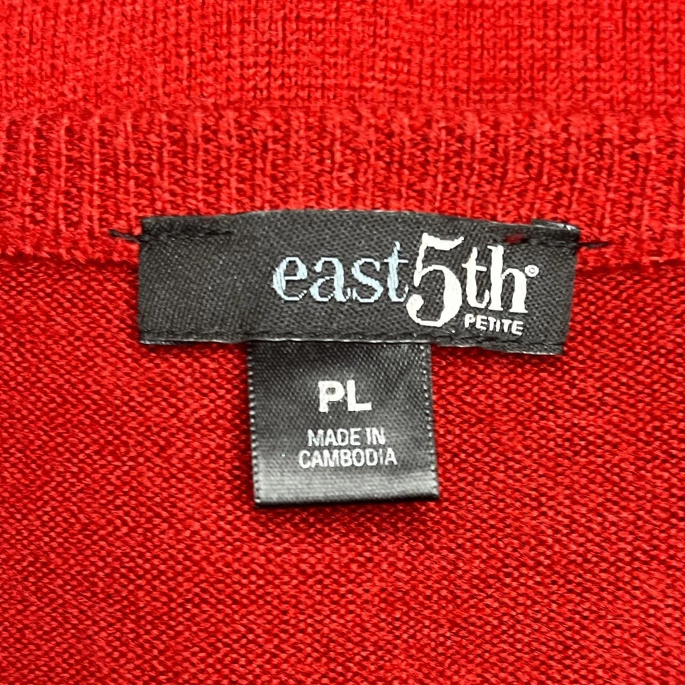 Cárdigan East 5th Rojo Abotonado Para Mujer Pequeño Grande Acrílico Tejido Preppy Informal Foto 3 de 4