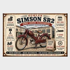 Blechschild Simson  SR 2 Moped Fahrzeug Freiheit DDR Metallschild TEL5998