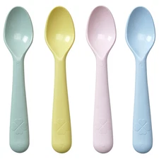 Lot of 4 IKEA KALAS Plastic Spoons Set Pastel Multicolor Kids Childrens NEW!