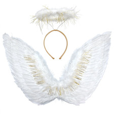 Angel Wings and Halo Costume Accessory for Adults, White, 2 Pieces, Halloween by
