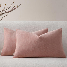 Pack of 2 Decorative Chenille Throw Pillow Covers with Twill Cushion Covers for