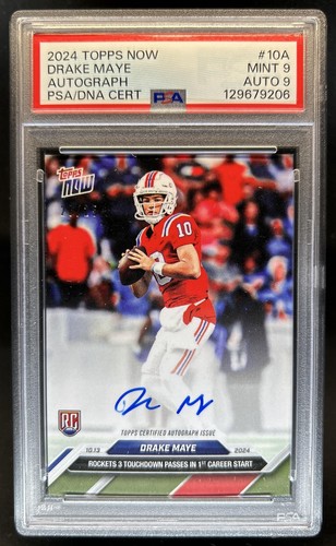 2024 Topps NOW Drake Maye On Card Auto Full Color RC #/25 Patriots PSA 9 10