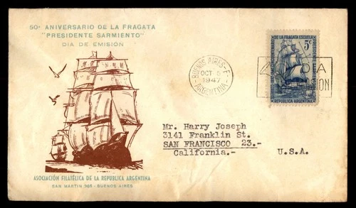 Mayfairstamps Argentina FDC 1947 Fragata President Sarmiento First Day Cover aaw