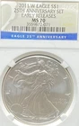 2011 W $1 AMERICAN SILVER EAGLE 25th ANNIVERSARY SET EARLY RELEASE NGC MS 70