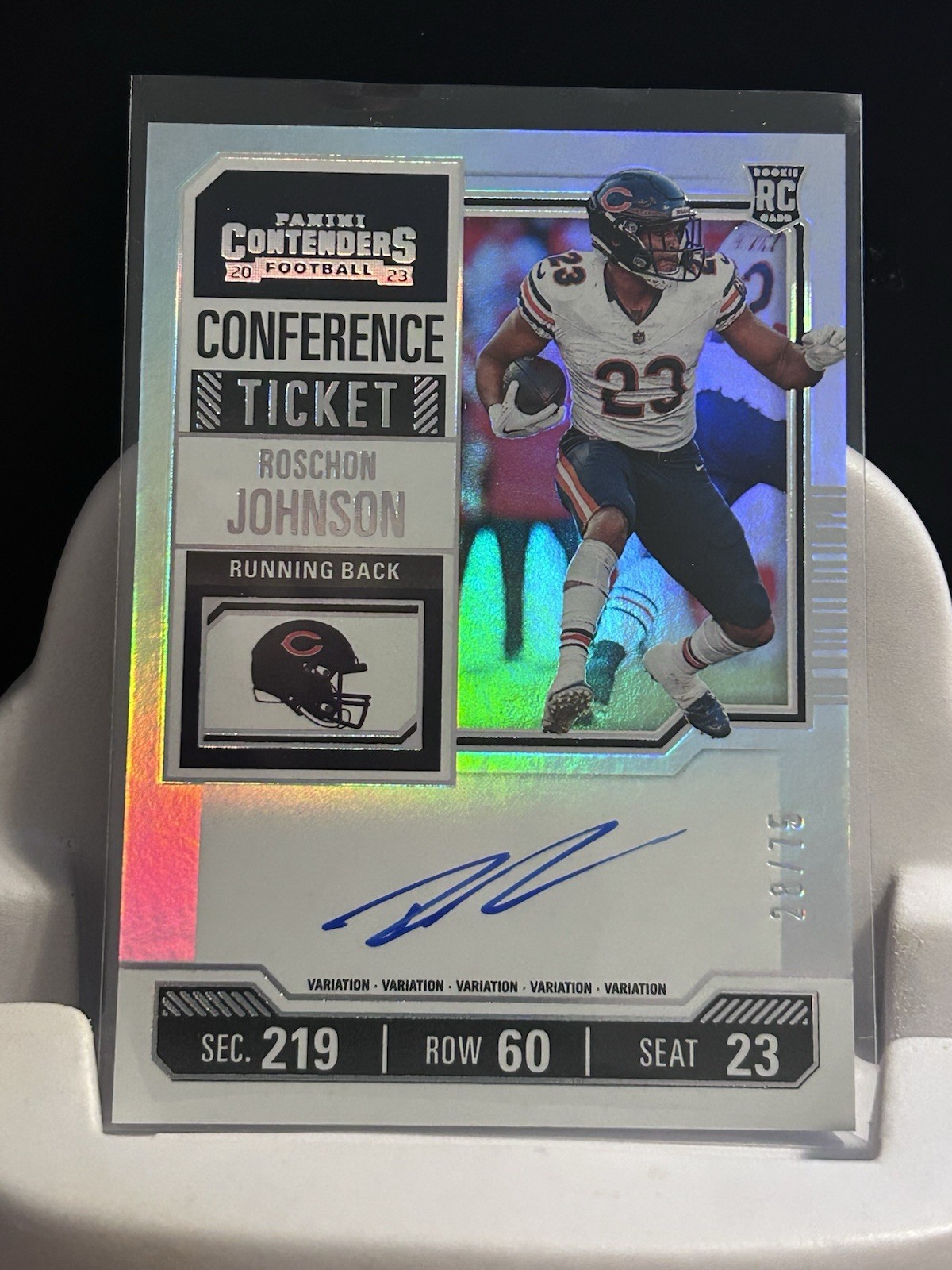 2023 Contenders Conference Ticket Roschon Johnson Rookie Auto 28/75 Chicago