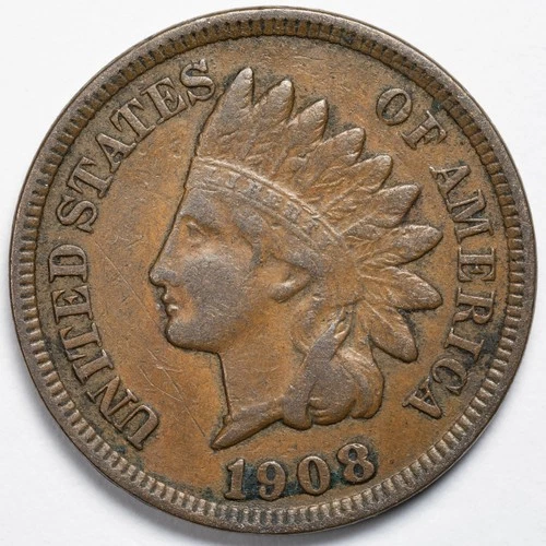 1908 Indian Head Penny Cent Very Fine (VF)