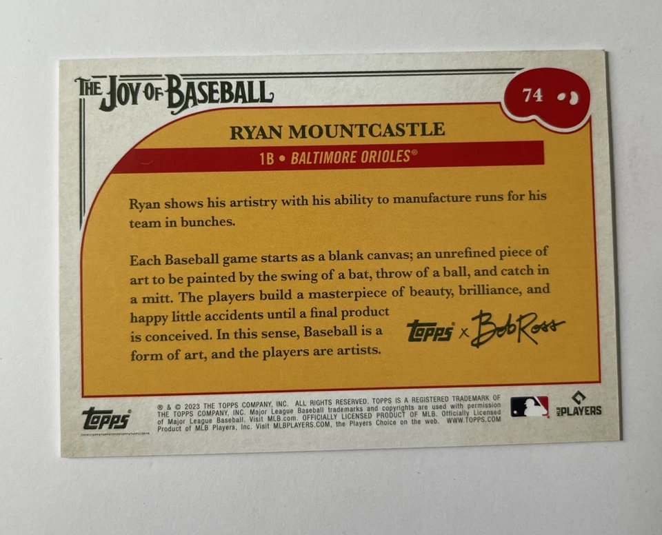 2023 Topps x Bob Ross The Joy of Baseball Ryan Mountcastle Paint Splatter /99 - Image 2 of 2