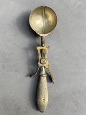 Antique Nickel Plated Brass Dover Mfg Ice Cream Scoop No. 12 Pat Appl'D For