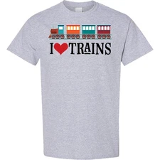 Inktastic I Love Trains T-Shirt Choo Childs Clothing Apparel Railfan Rail Buff