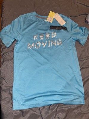 NWT Boys Aqua Color All In Motion Keep Moving Tshirt Size Large (12/14)