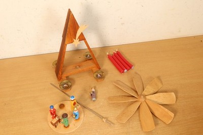 Vintage Deutsche Holzkrippe Weihnachtspyramide Handarbeit
