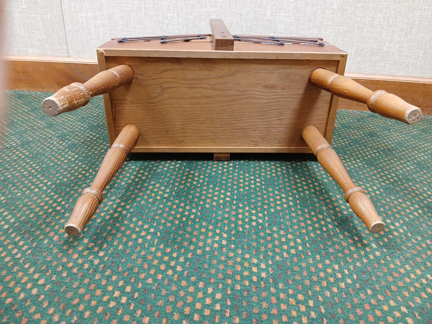 VTG Wood Sewing Box Accordion 3 Tier Fold Out Chest - Mid Century Modern W/extra